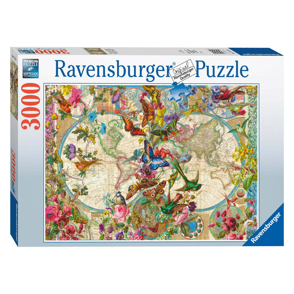 Ravensburger - legpuzzel flora en fauna wereldkaart 3000st.