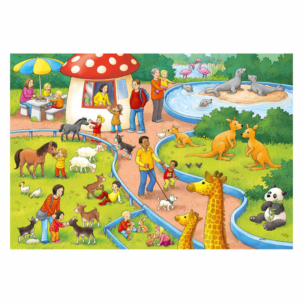 Ravensburger - puzzel een dag in de dierentuin - 2x24 stukjes - kinderpuzzel