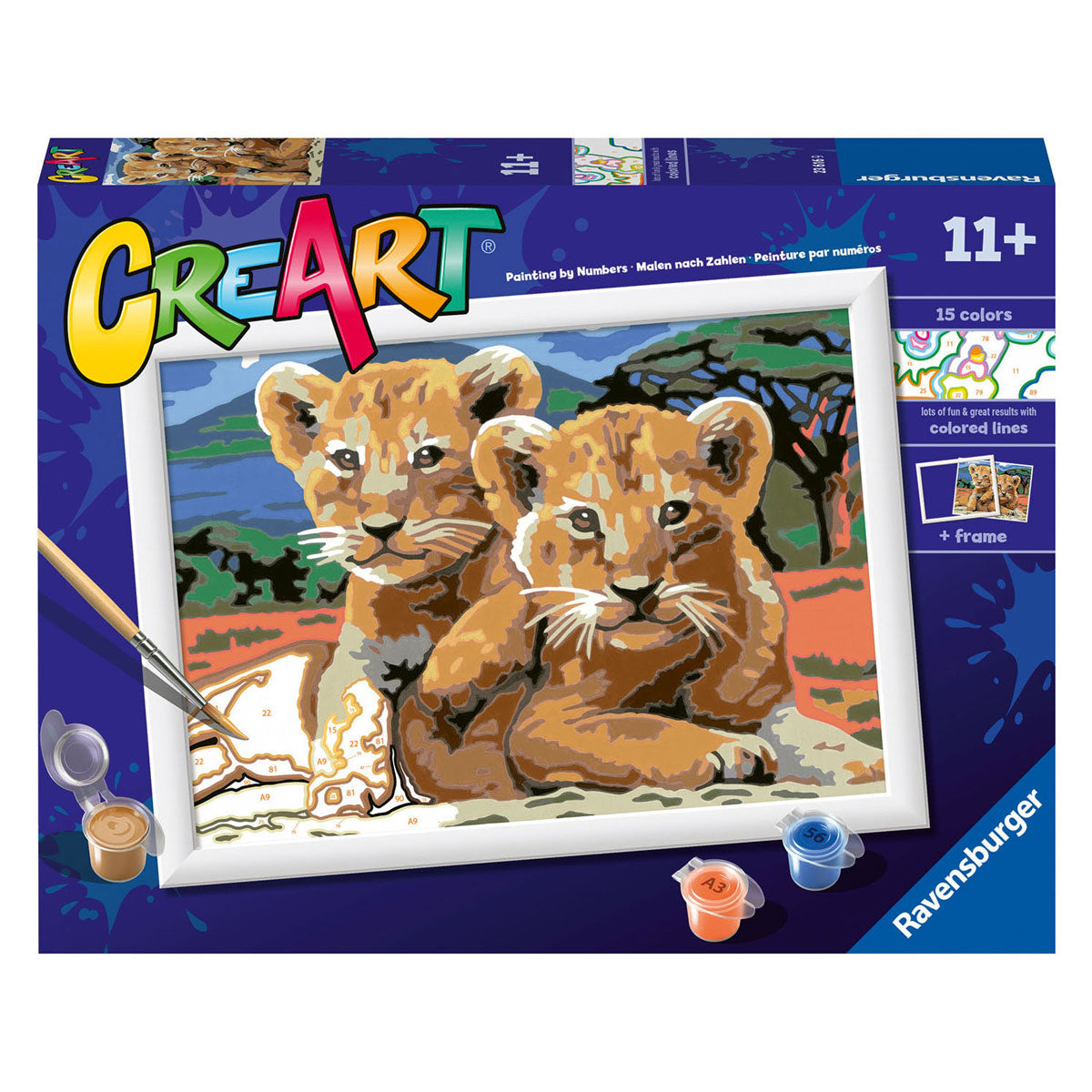 Ravensburger - creart schilderen op nummer - kleine leeuwenwelpjes