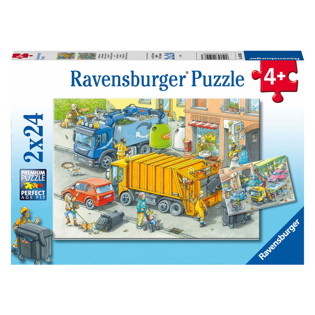 Ravensburger - legpuzzel vuilniswagen en sleepwagen 2x24 stuks