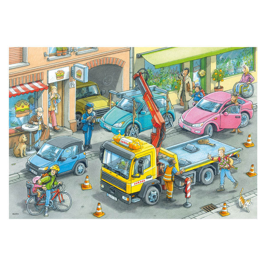 Ravensburger - legpuzzel vuilniswagen en sleepwagen 2x24 stuks