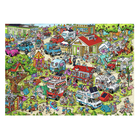 Ravensburger - puzzel holiday resort 1 - camping cartoon legpuzzel 1000 stukjes.