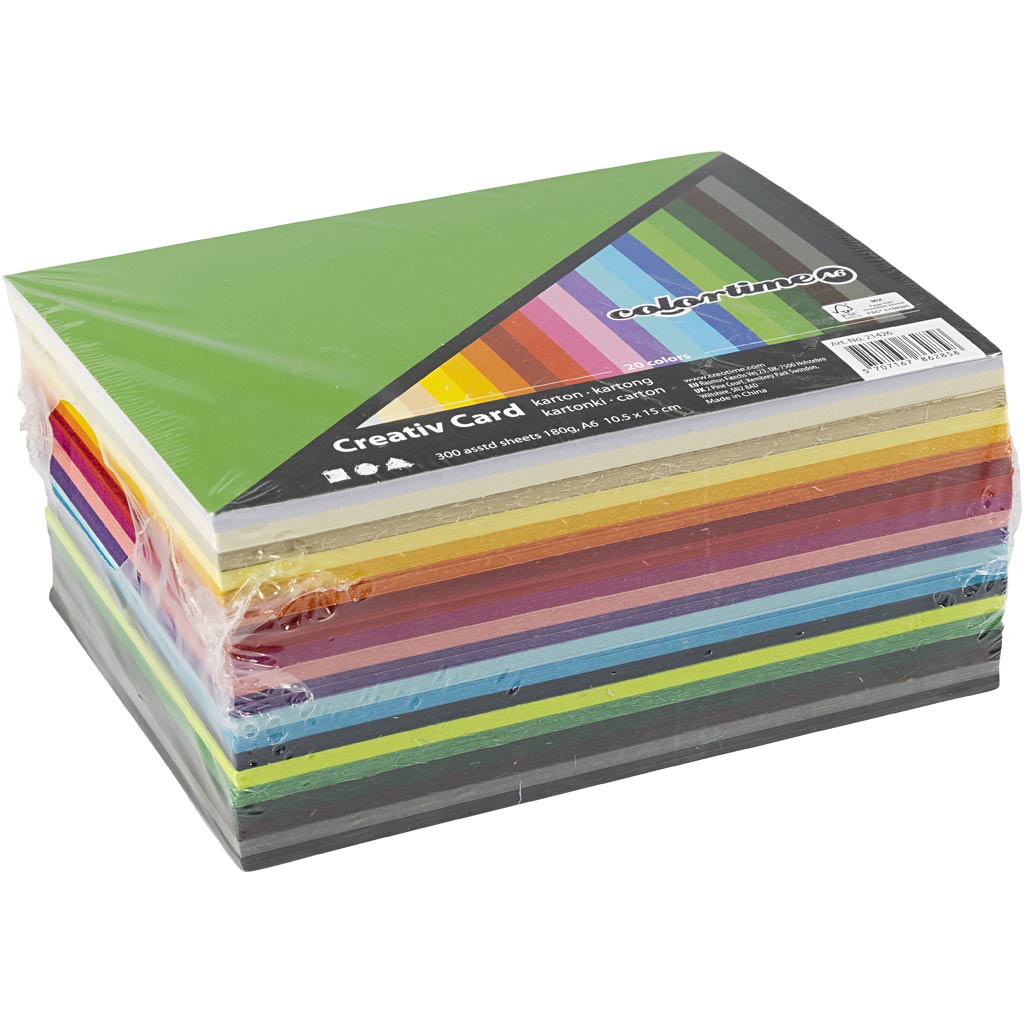 Creativ Company - Creativ Company Http://www.cchobby.nl/gekleurd-karton-a6-vel-105x148-mm-180-gr-diverse-kleuren-300-div-vellen-1-doos