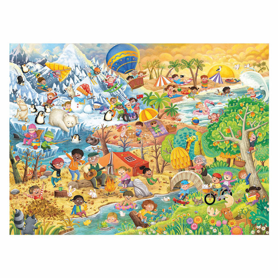 Ravensburger - puzzel - vier seizoenen van plezier (4 seasons of fun) - 100 xxl stukjes