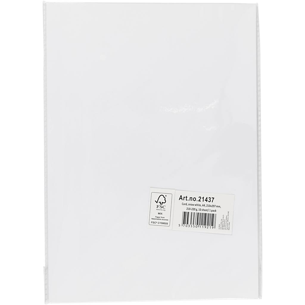 Creativ Company - Creativ Company Https://www.cchobby.nl/gekleurd-karton-a4-vel-210x297-mm-210-220-gr-wit-10-vel-1-doos