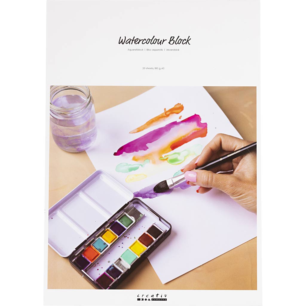 Creativ company aquarelblok, a3 30x42 cm, wit, 20 vellen