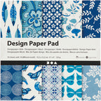 Creativ company design papierblok, vel 15,2x15,2 cm, 120 gr, blauw, 50 vel 1 doos