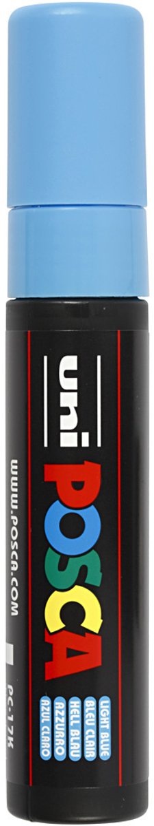 Uni posca verfmarker 17k lichtblauw - blokpunt 15mm