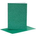 Creativ company kaarten en enveloppen 10,5x15cm glitter groen - 4st.
