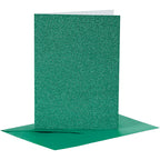 Creativ company kaarten en enveloppen 10,5x15cm glitter groen - 4st.