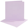 Kaarten en enveloppen, afmeting kaart 15,2x15,2 cm, afmeting envelop 16x16 cm, 210 gr, lichtpaars, 4 set 1 doos