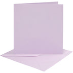 Kaarten en enveloppen, afmeting kaart 15,2x15,2 cm, afmeting envelop 16x16 cm, 210 gr, lichtpaars, 4 set 1 doos
