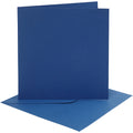 Kaarten en enveloppen, afmeting kaart 15,2x15,2 cm, afmeting envelop 16x16 cm, 220 gr, blauw, 4 set 1 doos