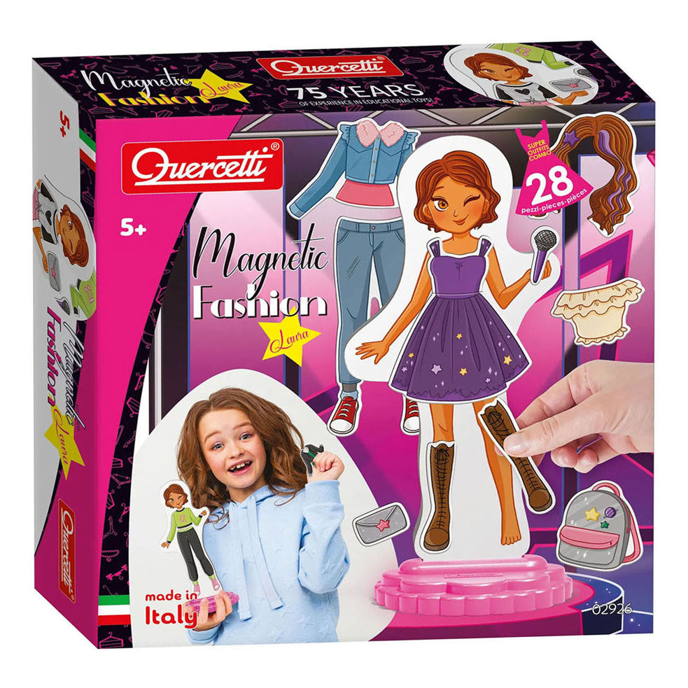Quercetti - magnetische mode aankleedpop laura - 28dlg.