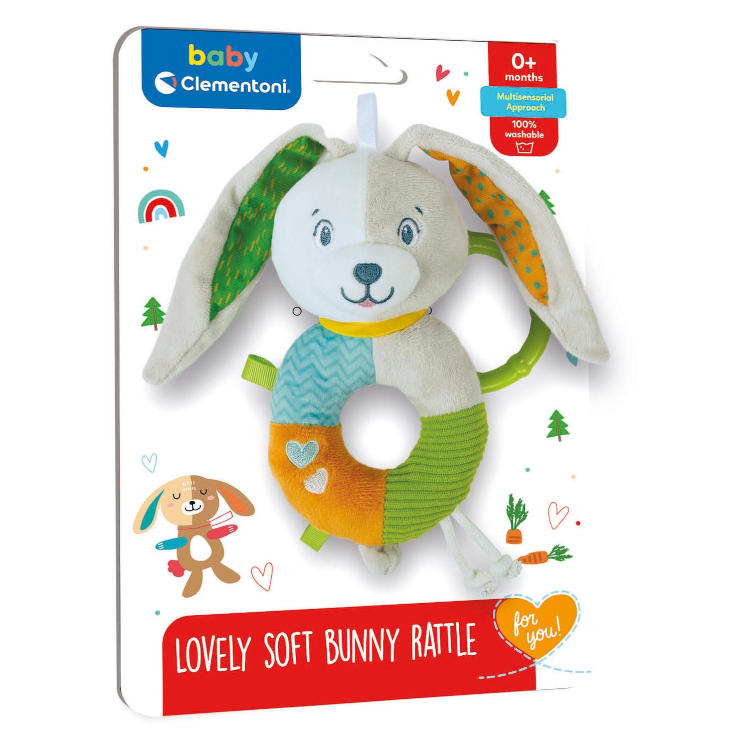 Clementoni - baby - pluchen rammelaar konijn