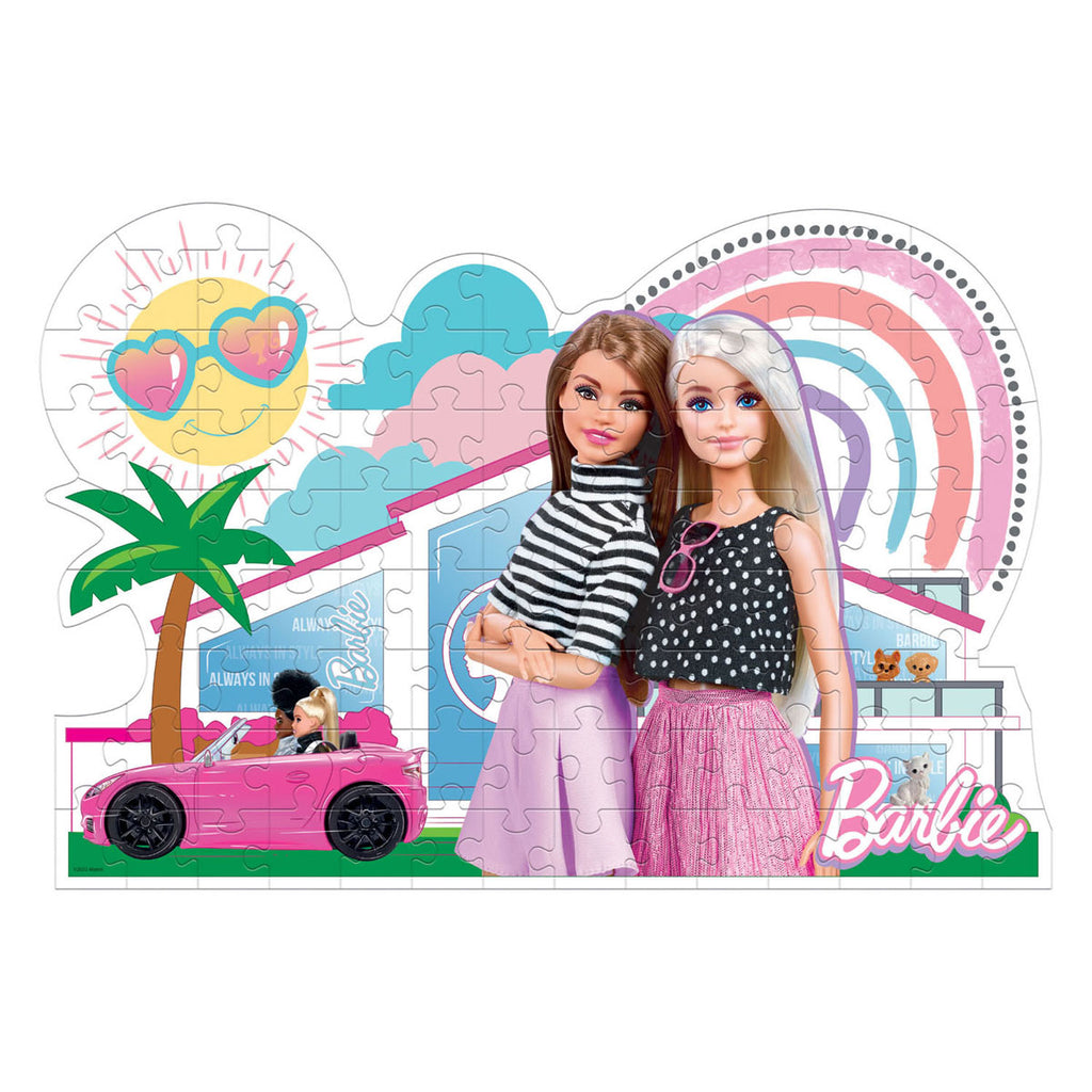 Clementoni - legpuzzel super color - barbie roze auto 104 stuks