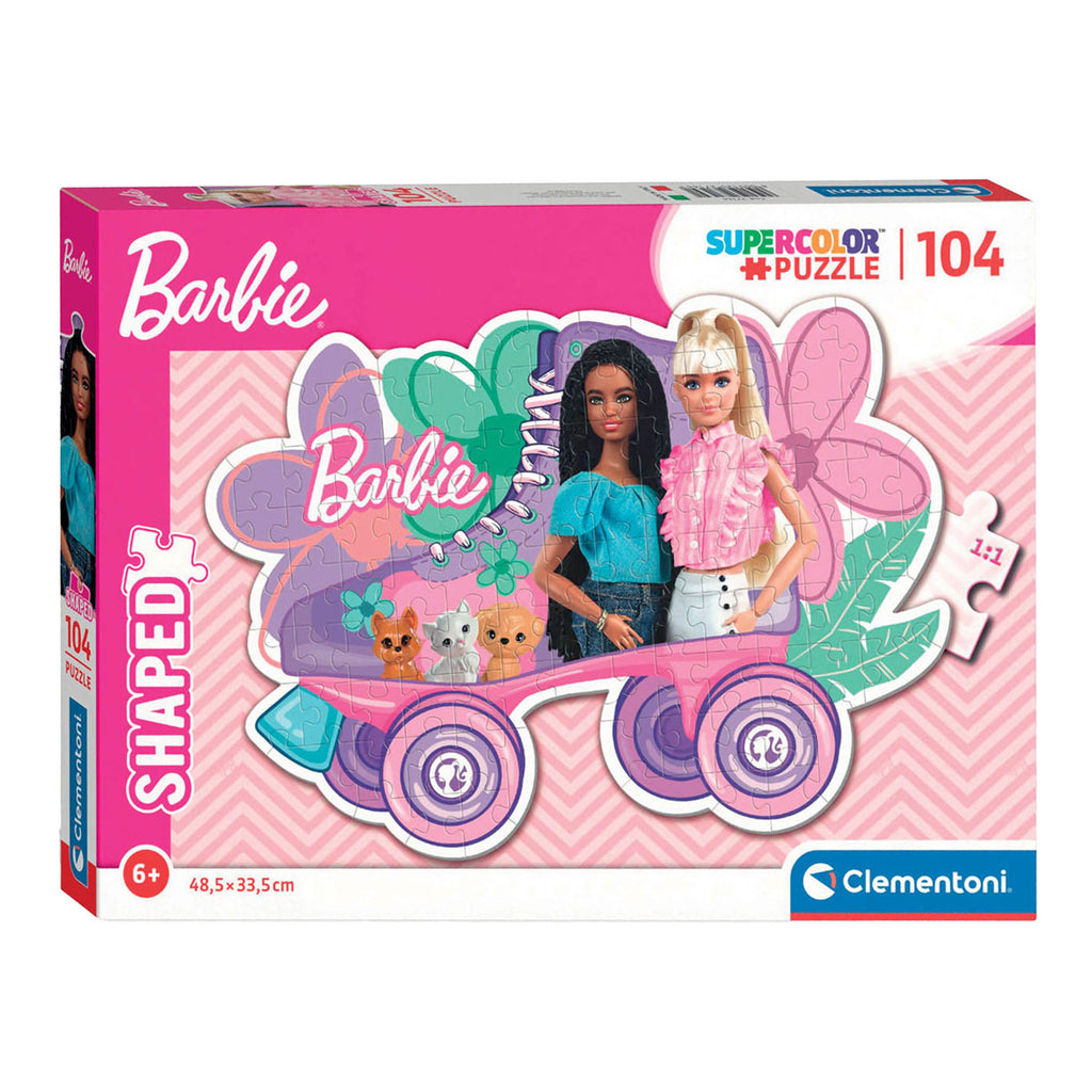 Clementoni - legpuzzel super color - barbie rolschaats 104 stuks