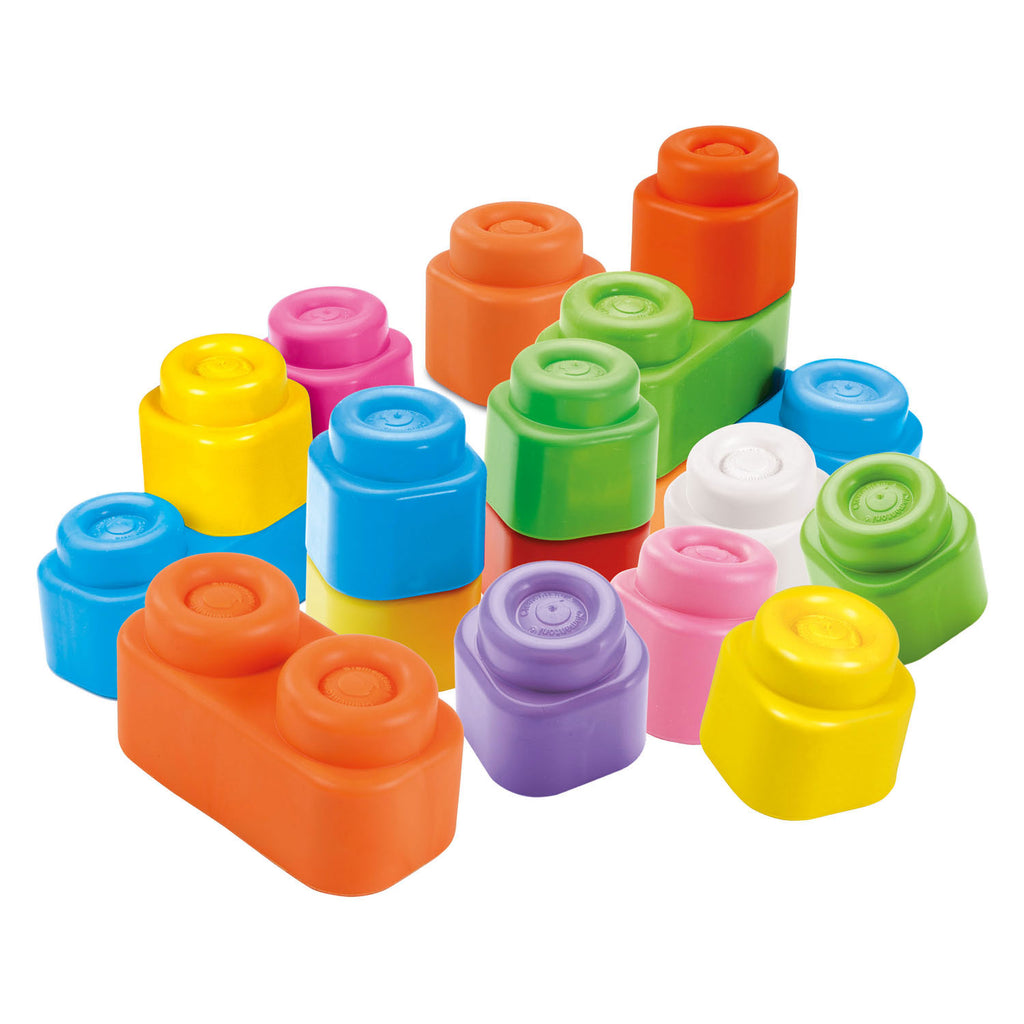 Clementoni 20x soft clemmy stapelblokken - baby speelgoed blokken - zachte foam speelblokken - sensorisch speelgoed voor 6 - 36 maanden
