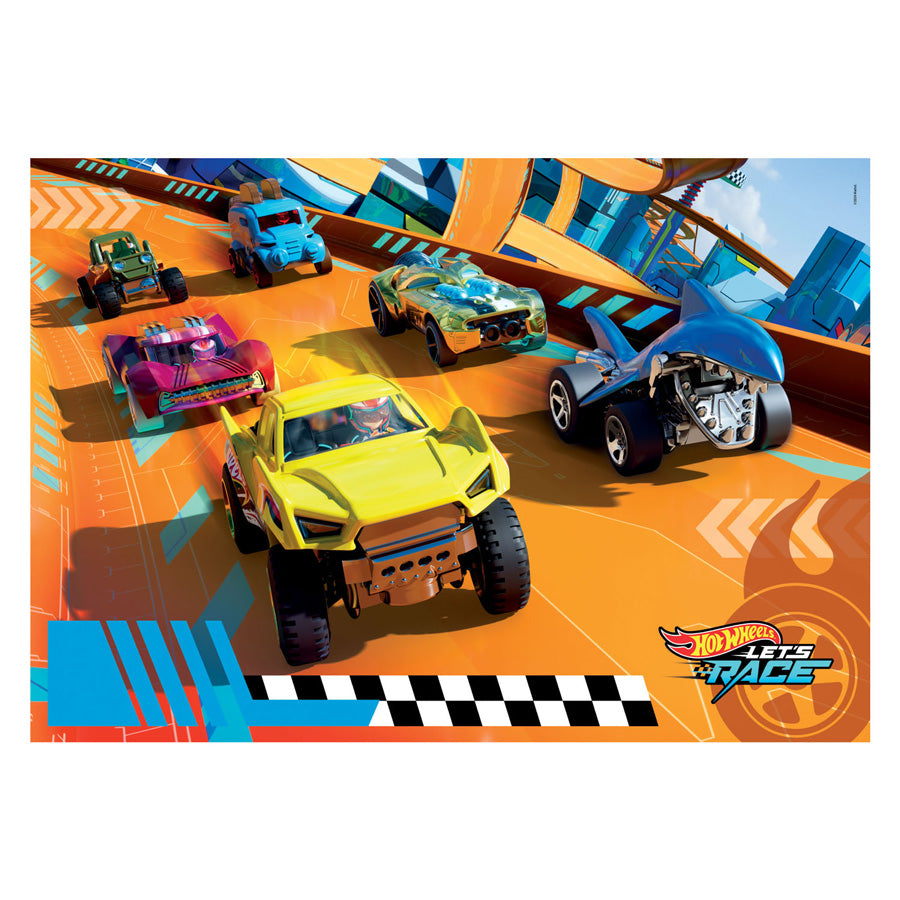 Clementoni - legpuzzel super color maxi hot wheels 104 stuks