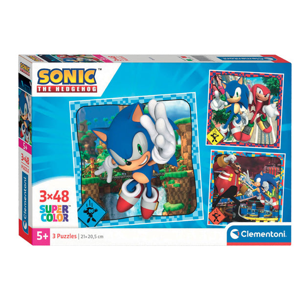 Clementoni - legpuzzel super color vierkant sonic 3x48st.