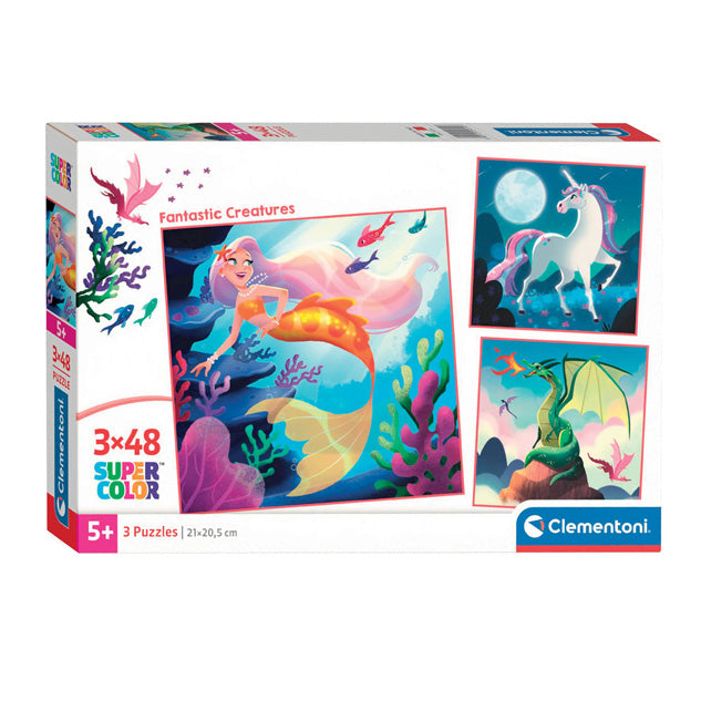 Clementoni - legpuzzel super color vierkant fantasie 3x48st.