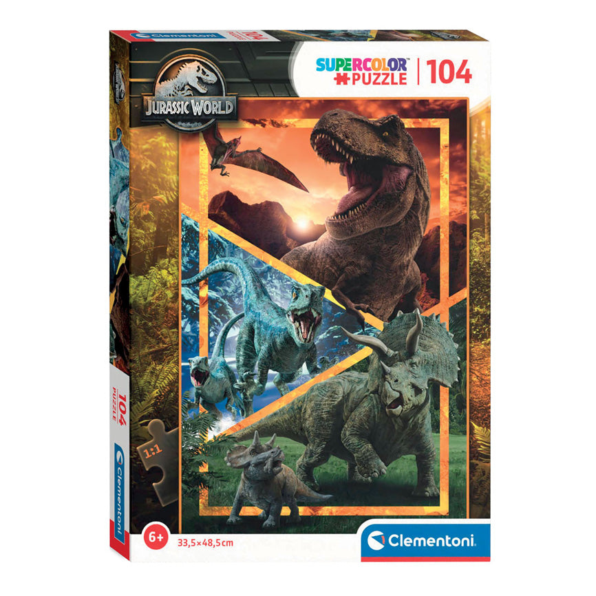 Clementoni - legpuzzel super color jurassic world 104 stuks