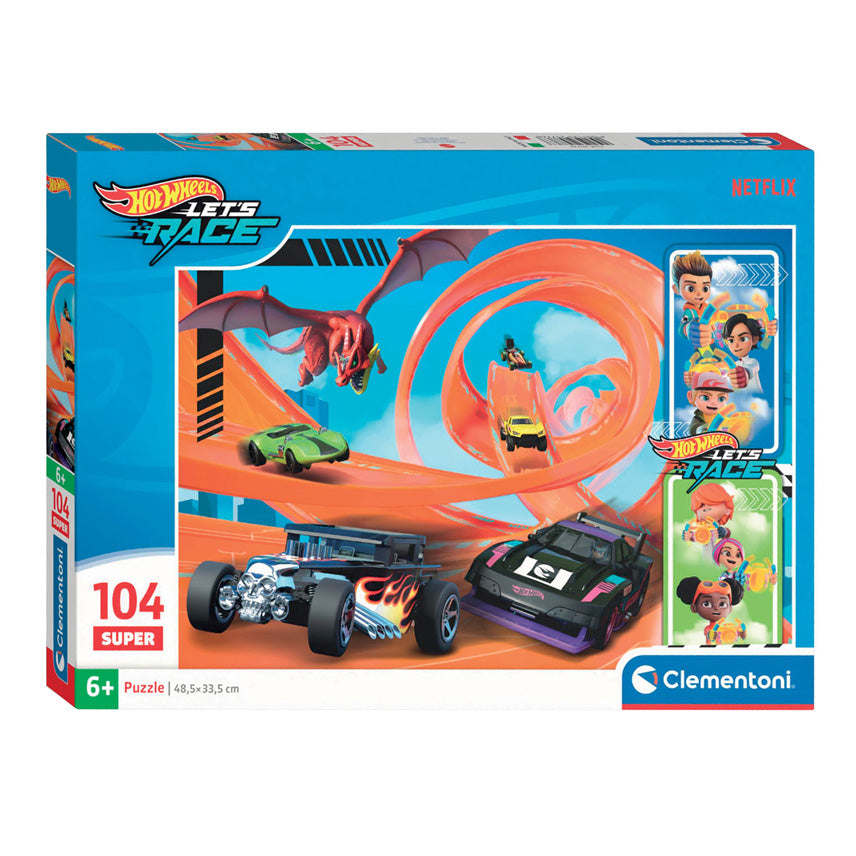 Clementoni - legpuzzel super color hot wheels 104 stuks