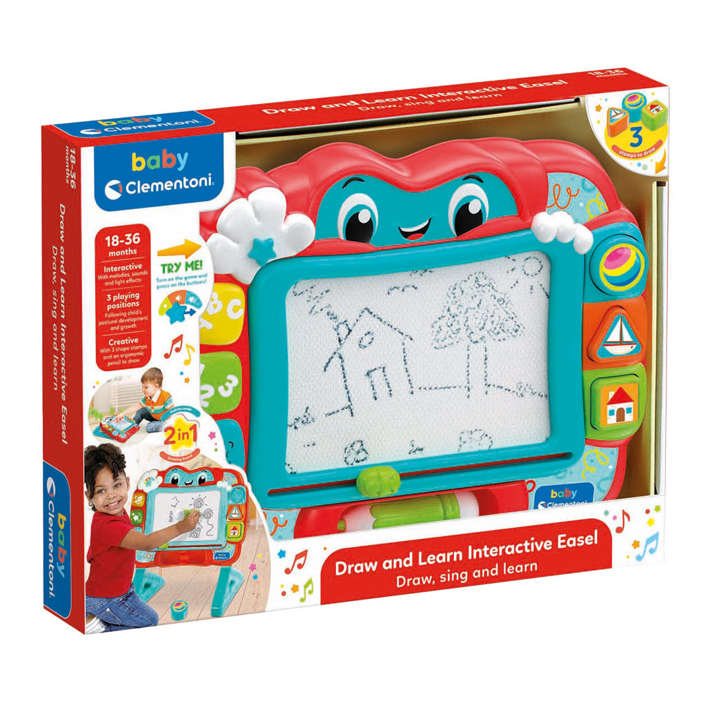 Clementoni - baby - interactive schildersezel - met uitwisbaar scherm - licht en geluid - vanaf 18 maanden