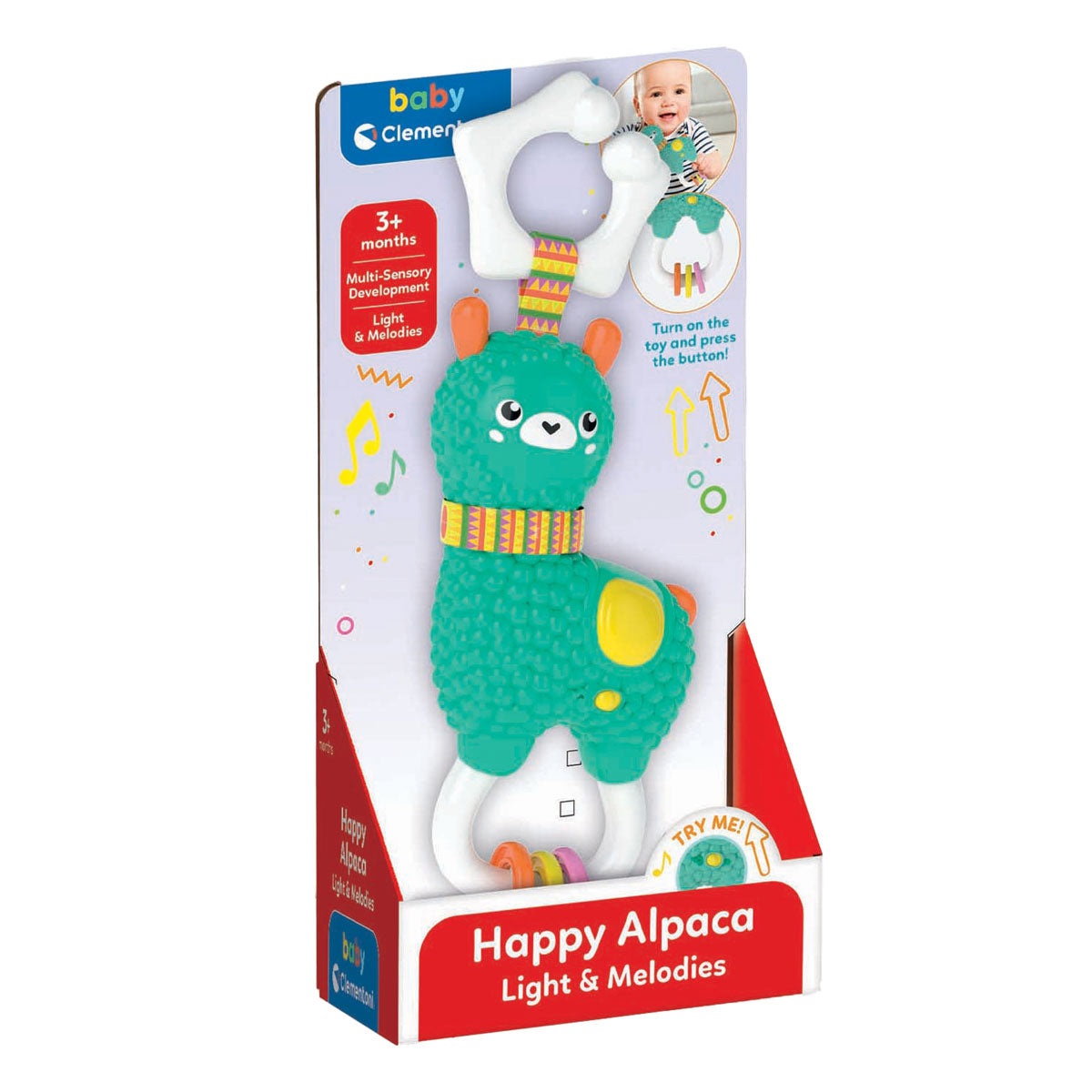 Clementoni - baby vrolijke alpaca rammelaar met licht en geluid