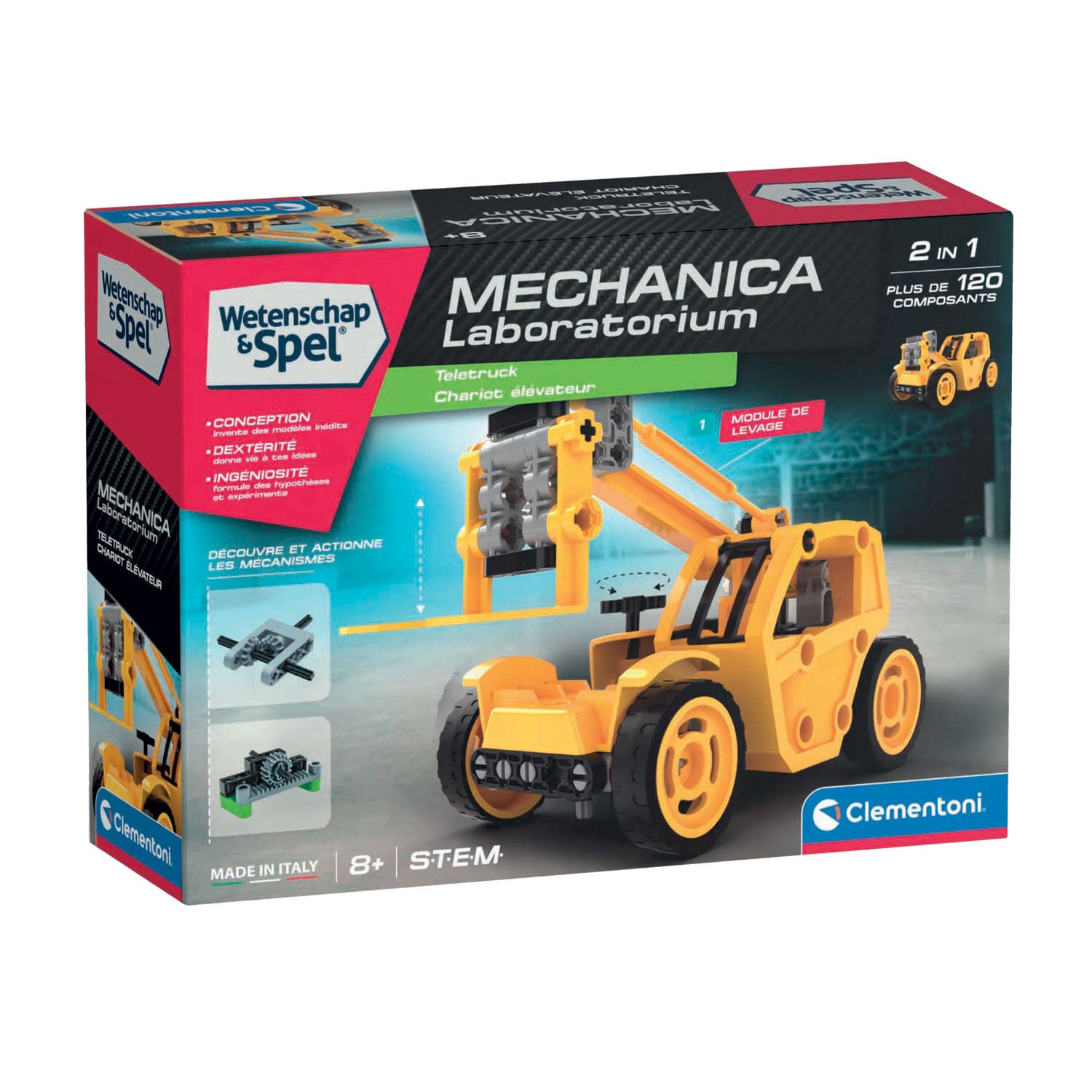 Clementoni wetenschap en spel - mechanica laboratorium bouwset, 120dlg.