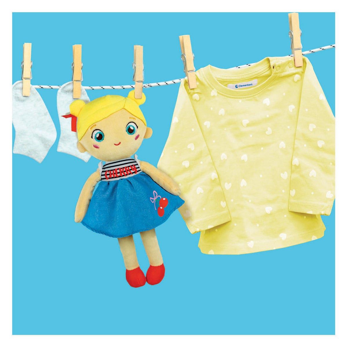 Clementoni baby zachte pluche pop cherry terry