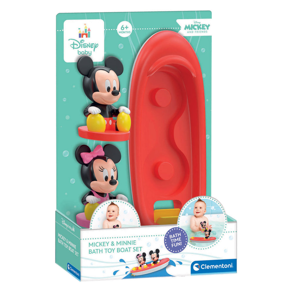 Clementoni disney badspeelgoed mickey mouse en minnie bootje - drijvend waterspeelgoed voor baby - badspeeltjes en speelgoed voor in bad met propeller
