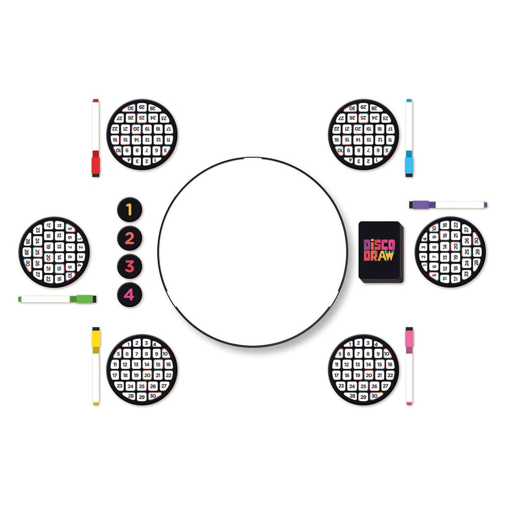 Clementoni disc-o draw - tekenspel en gezelschapsspel met draaiend bord - tekenen en raden spelletje - party spel voor kinderen, vrienden en familie