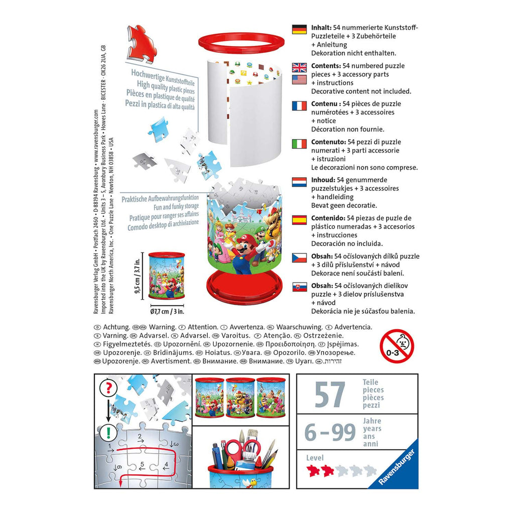 Ravensburger - 3d puzzel pennenbak super mario - 54 stukjes