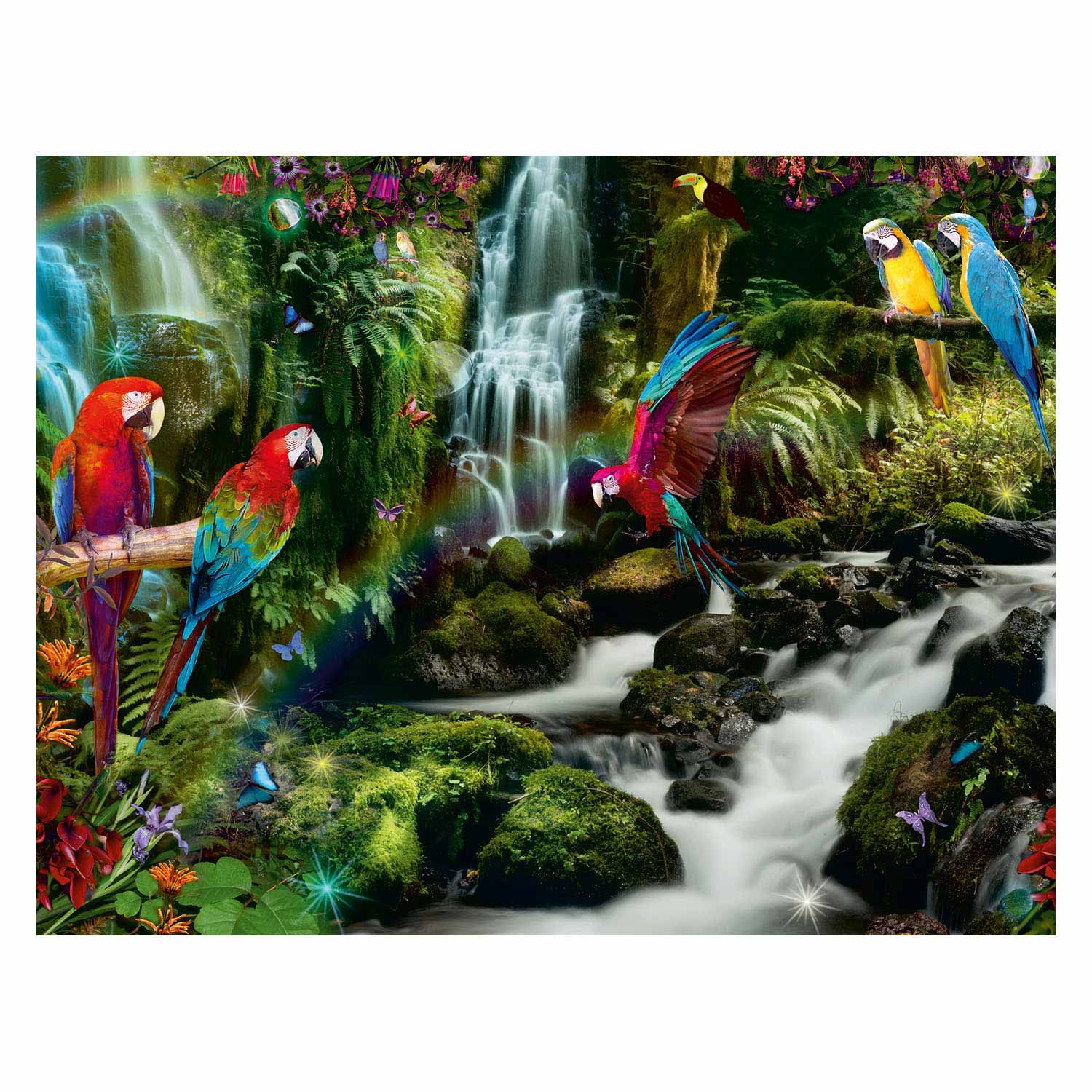 Ravensburger - bonte papegaaien in de jungle legpuzzel 2000st.