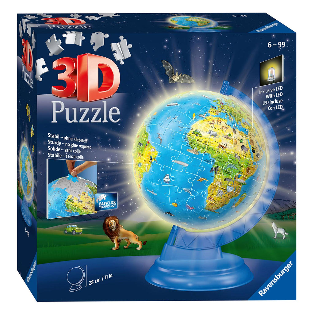 Ravensburger - xxl kinder globe night edition engelstalig 3d puzzel 180st.
