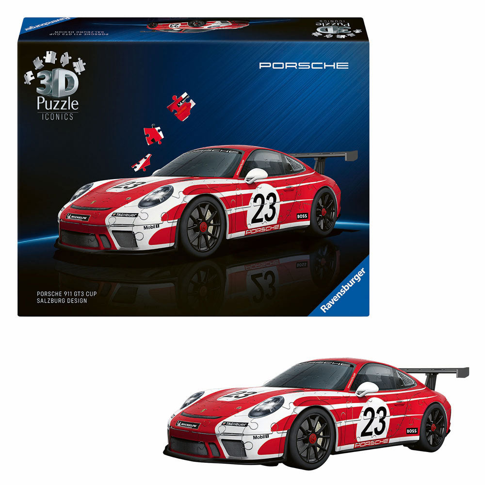 Ravensburger - iconics: porsche 911 "salzburg edition" - 3d puzzel - 108 stukjes - bouwset voor kinderen vanaf 8 jaar