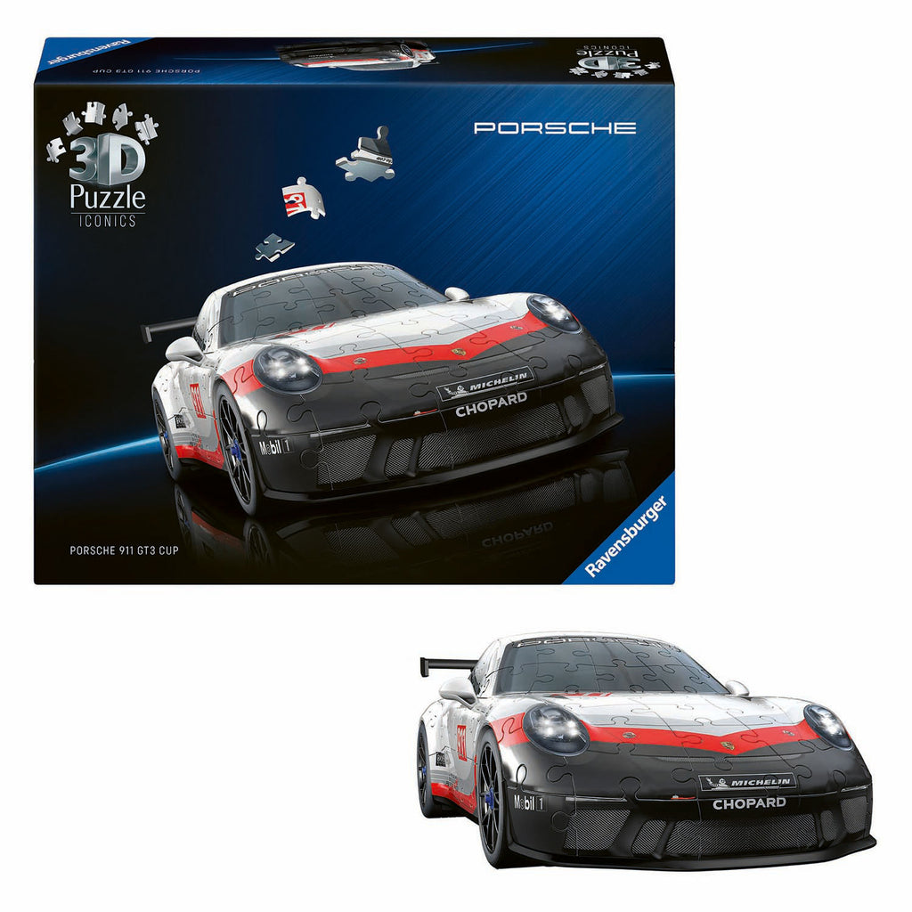 Ravensburger - 3d puzzel iconics porsche 911 gt3 cup - 154 stuks