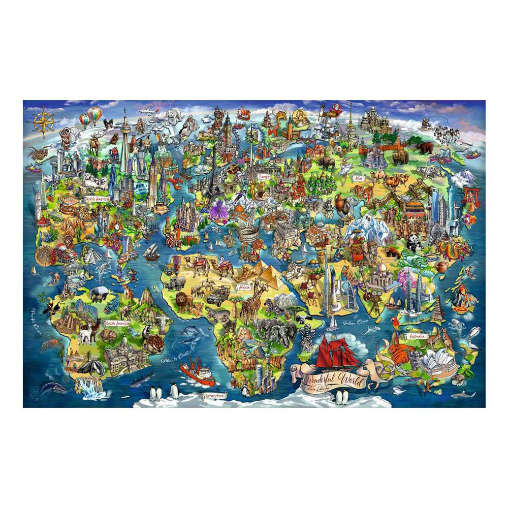 Ravensburger - legpuzzel illustrated world map - 5000st.