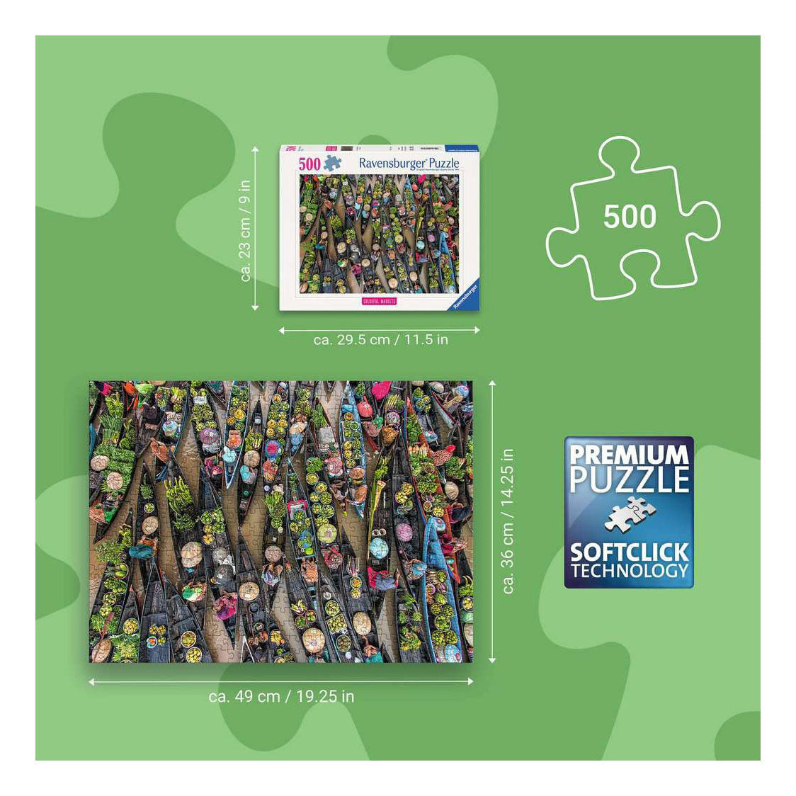 Ravensburger - legpuzzel colorful markets no 1 - 500st.