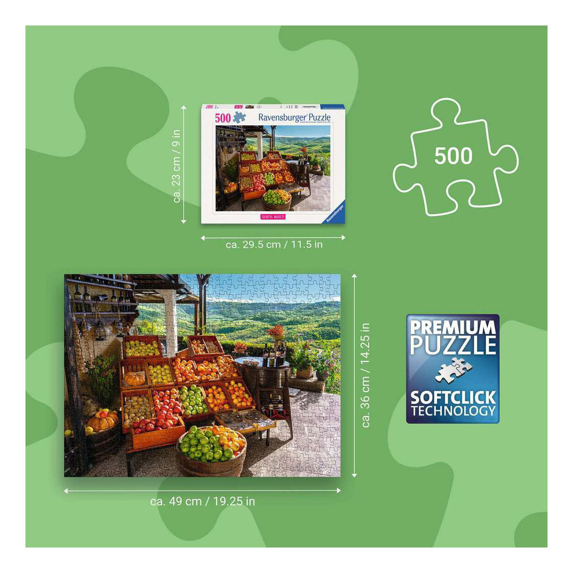 Ravensburger - – groente- en fruitmarkt kroatië – legpuzzel – 500 stukjes