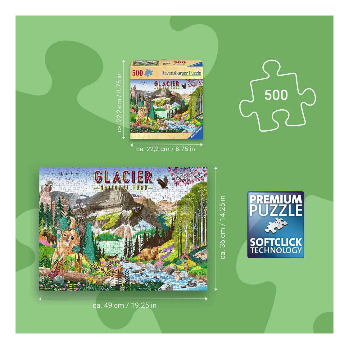Ravensburger - – glacier national park – legpuzzel – 500 stukjes