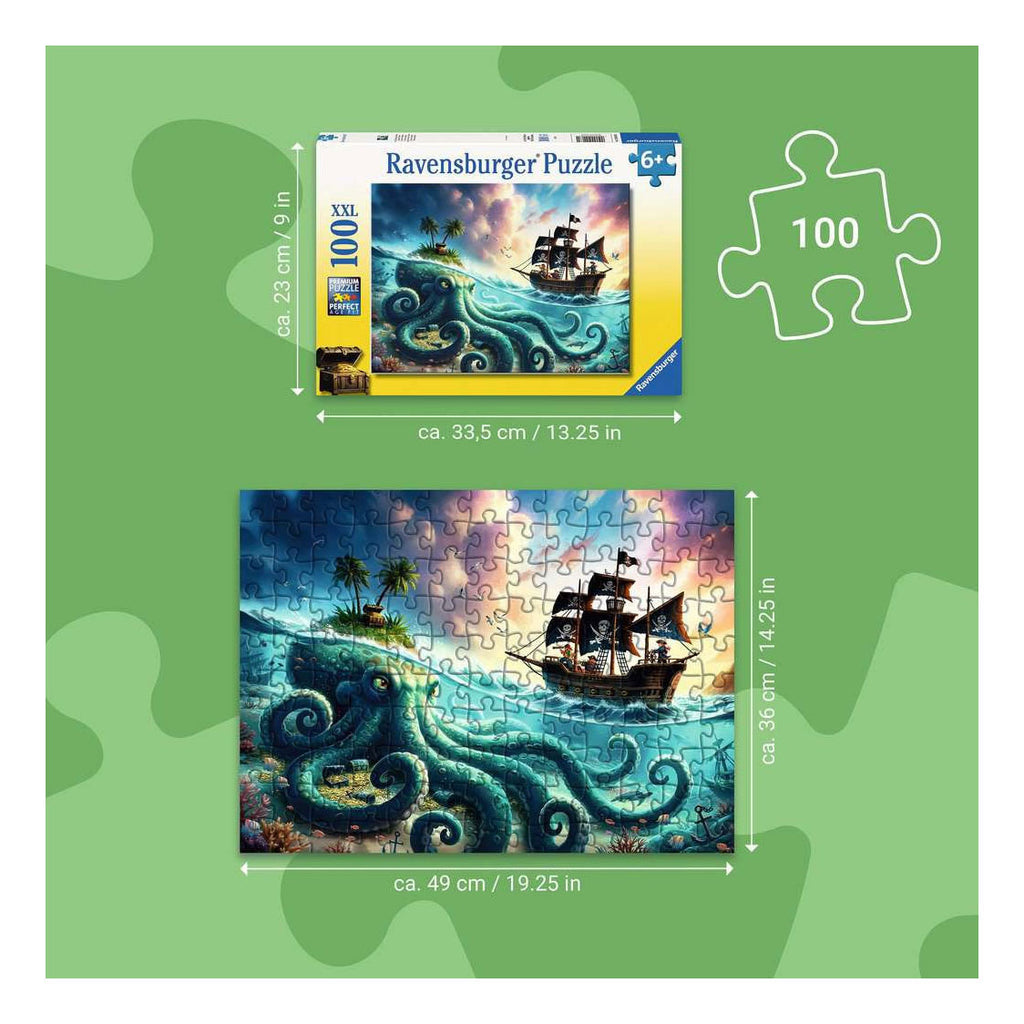 Ravensburger – de schat van de kraken – kinderpuzzel – 100 xxl stukjes