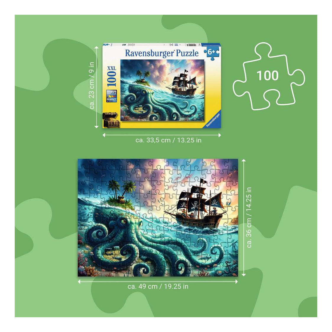 Ravensburger – de schat van de kraken – kinderpuzzel – 100 xxl stukjes