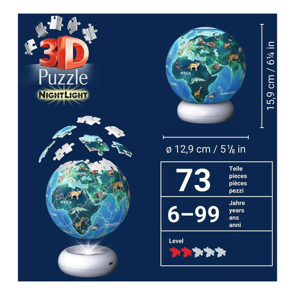 Ravensburger 3d puzzel nachtlamp de aarde bij nacht - 72st.