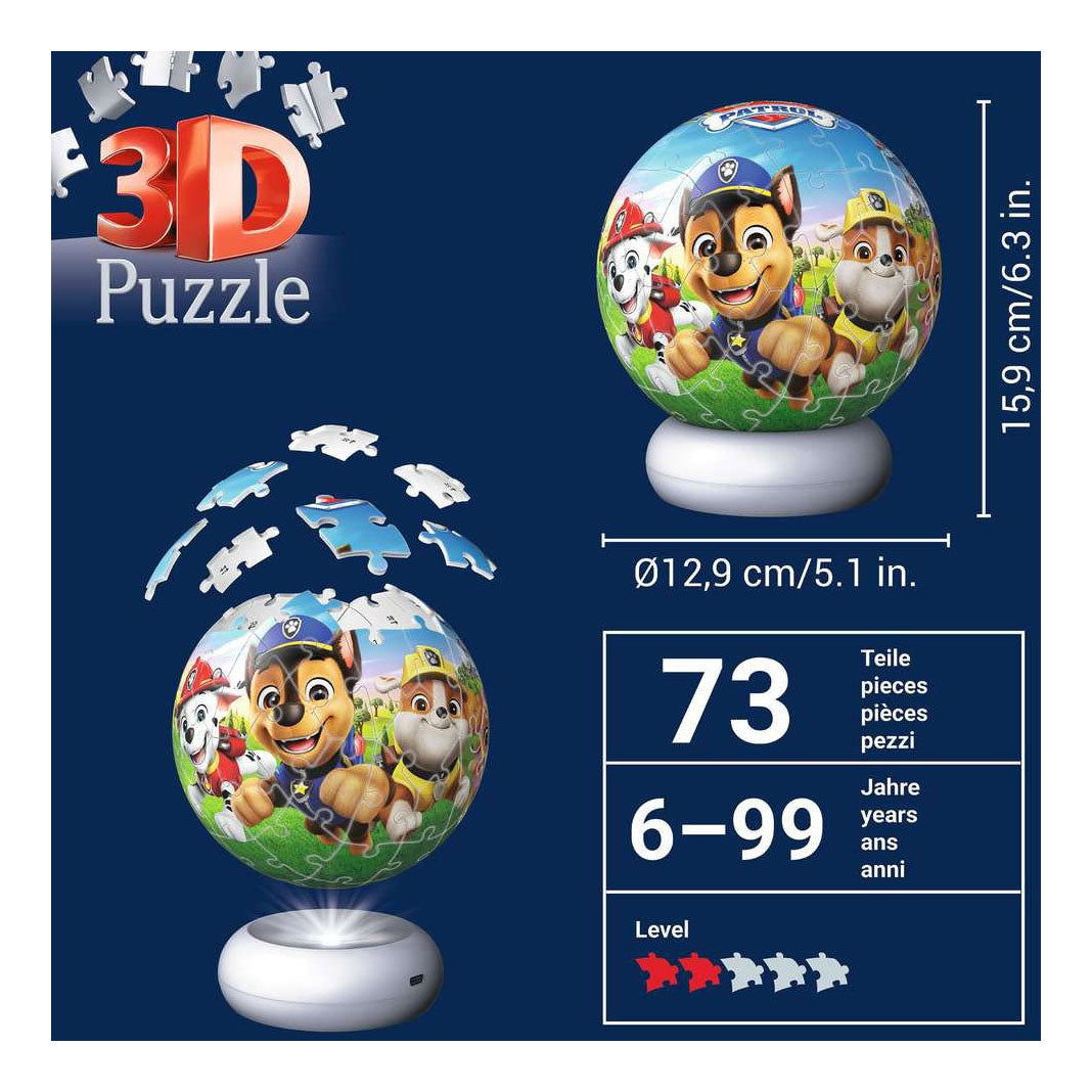 Ravensburger 3d puzzel nachtlamp paw patrol - 73st.