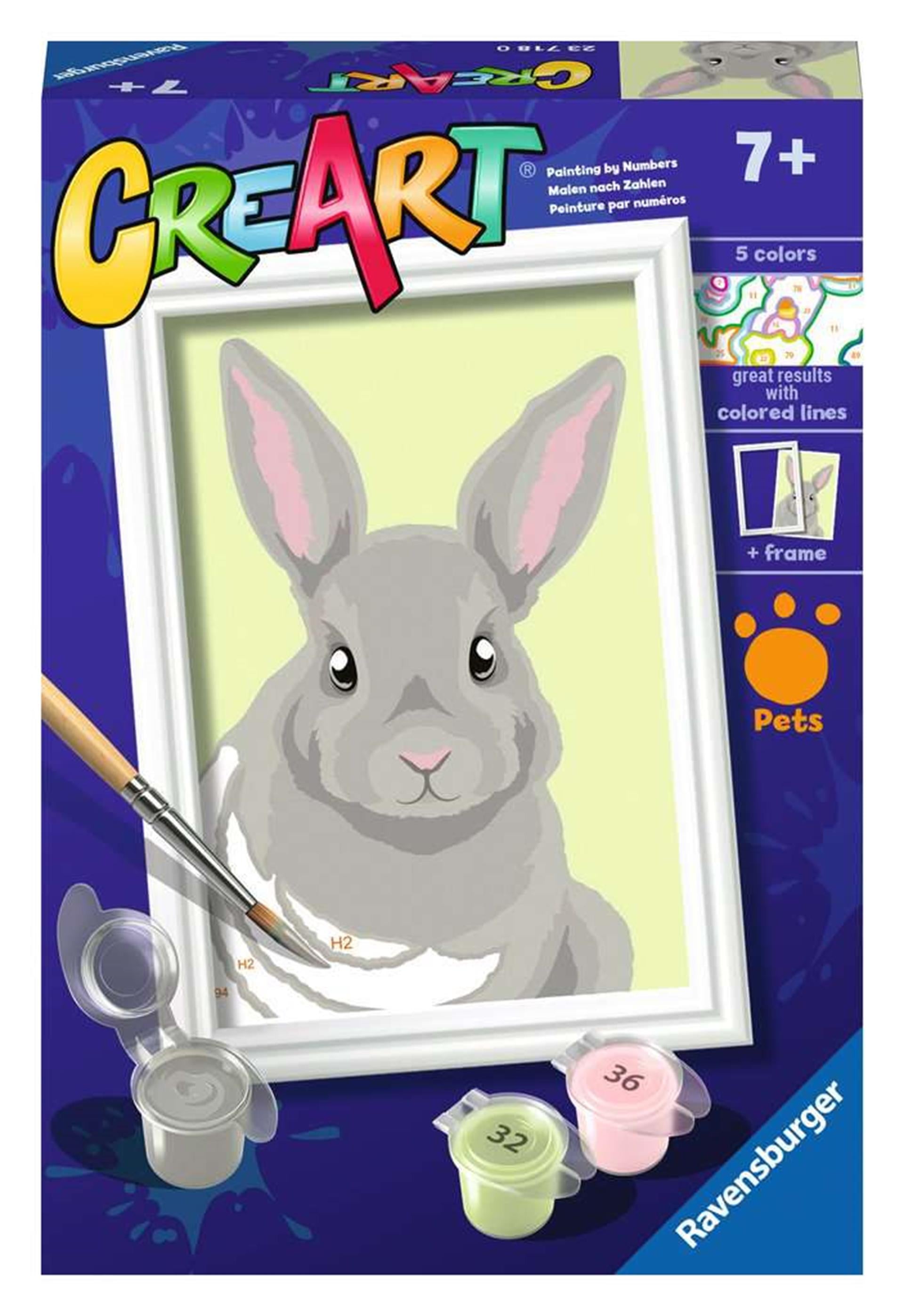 Ravensburger creart schilderen op nummer - grijze konijn
