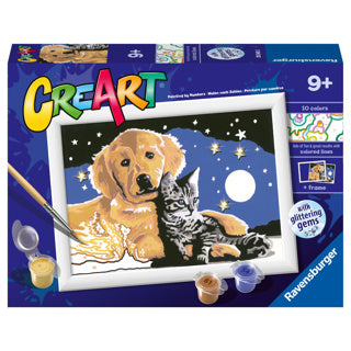 Ravensburger - creart schilderen op nummer hond en poes glitter