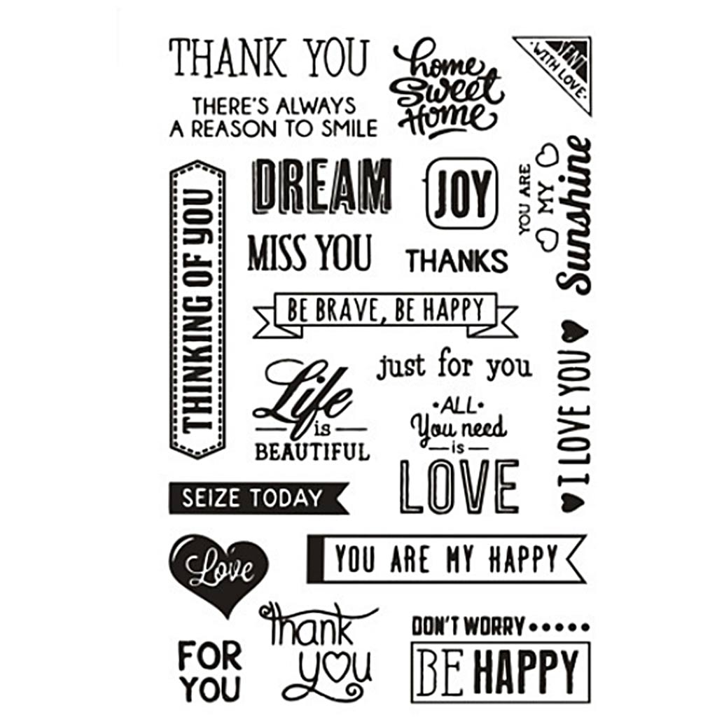 Creativ company silicone stempels, engelse tekst, vel 11x15,5 cm, 1 vel
