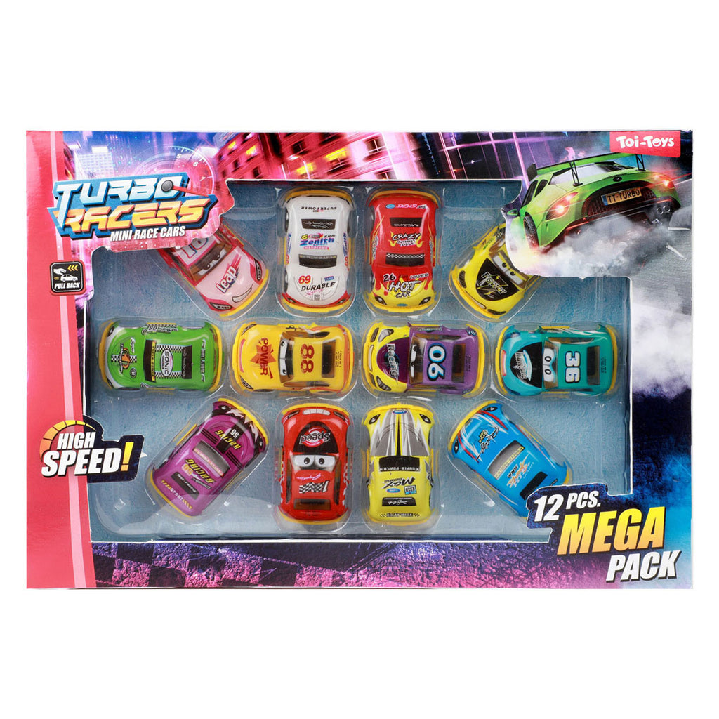 Turbo Racers - Turbo Racers pull back rally auto's - 12 stuks